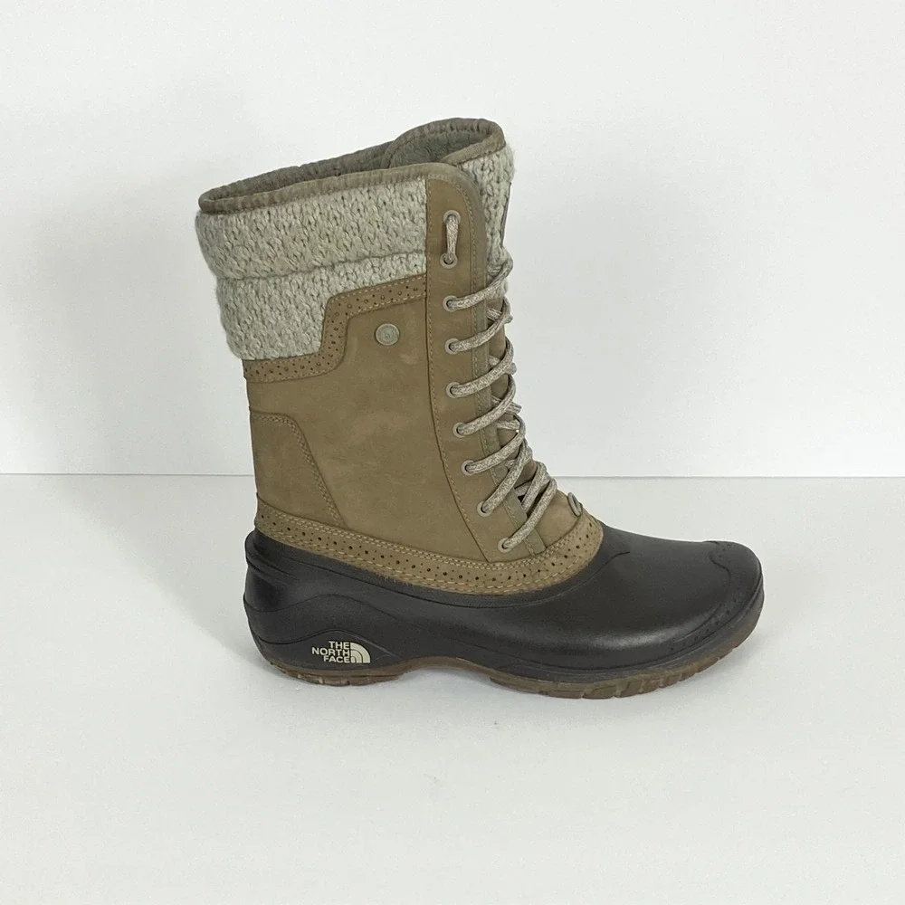 The North Face Shellista II Lace Up Winter Boots Tan Brown‎ Faux Fur Womens 9.5